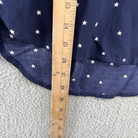 Staccato Blouse Star Print Satin Rayon Navy Blue size large - Picture 7 of 11